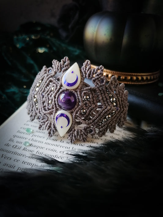 Amethyst Moon - Bracelet Manchette Réglable