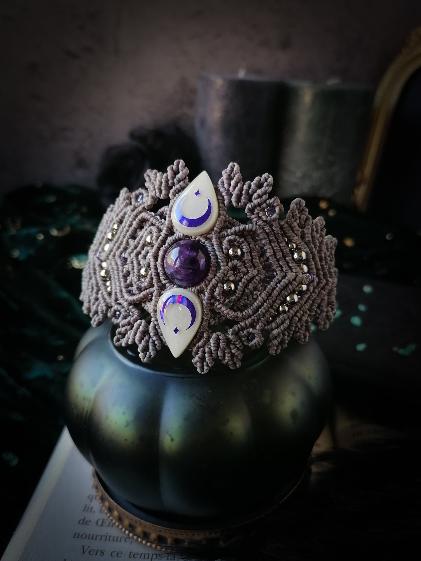 Amethyst Moon - Bracelet Manchette Réglable