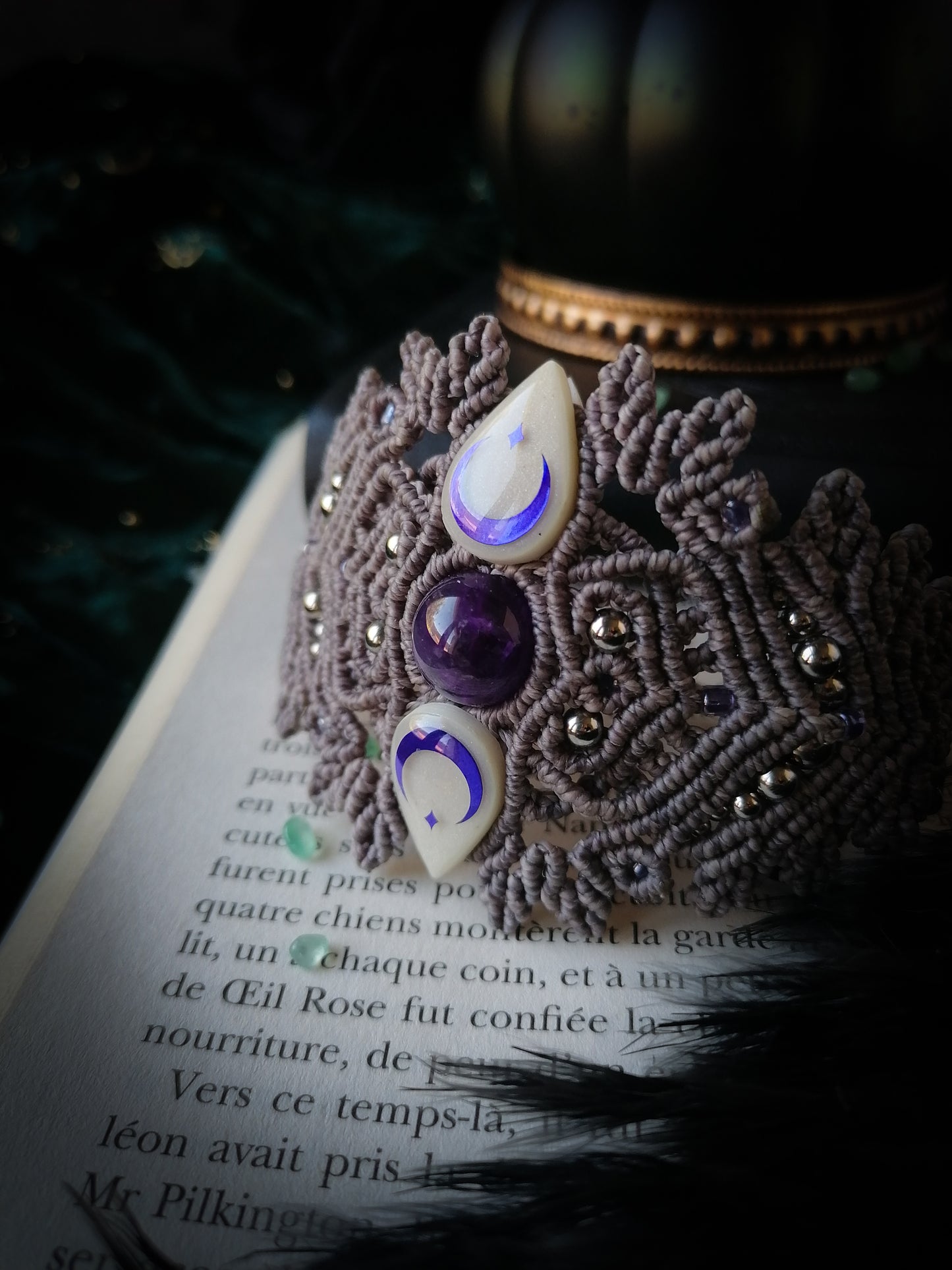 Amethyst Moon - Bracelet Manchette Réglable