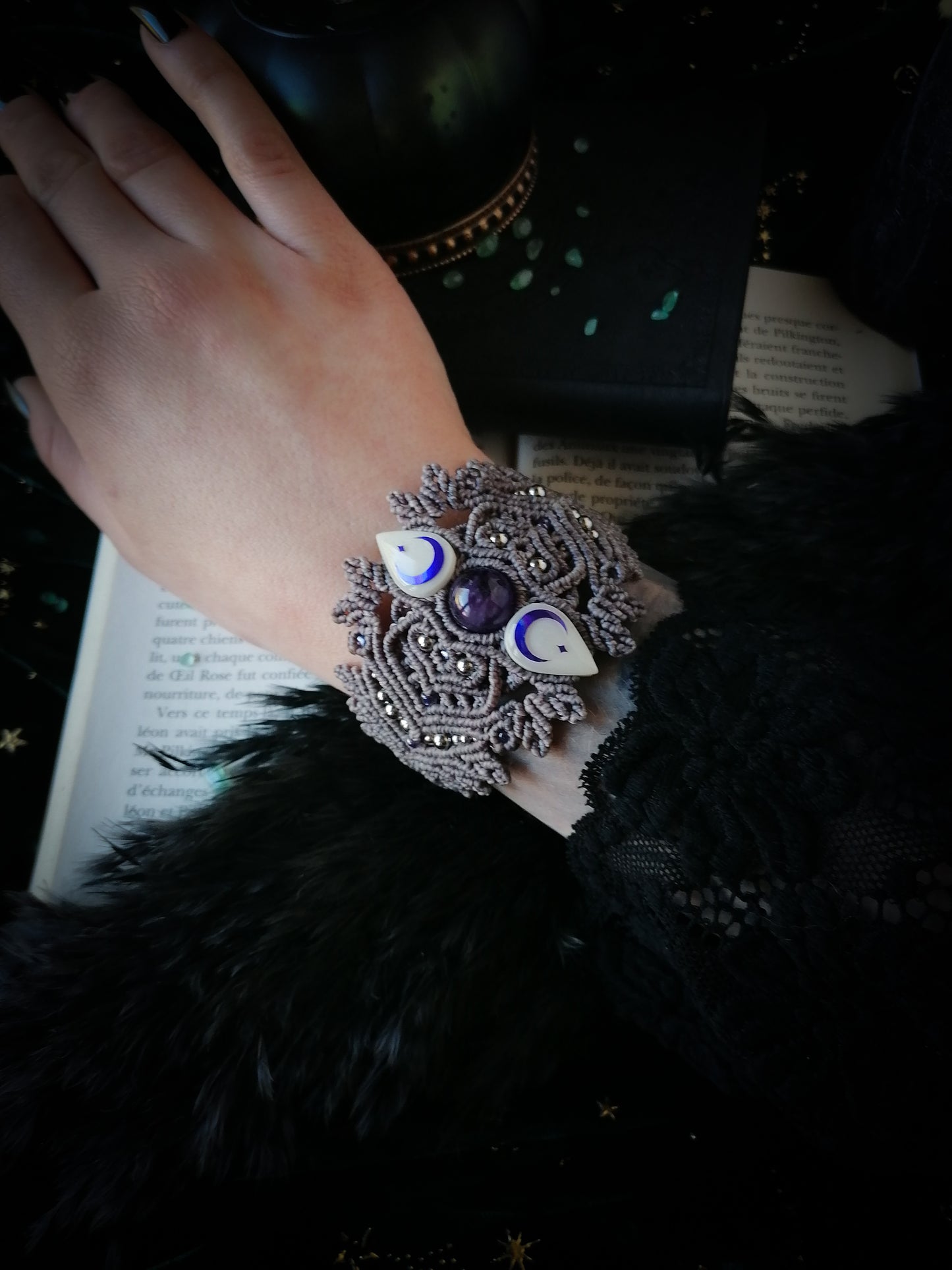 Amethyst Moon - Bracelet Manchette Réglable