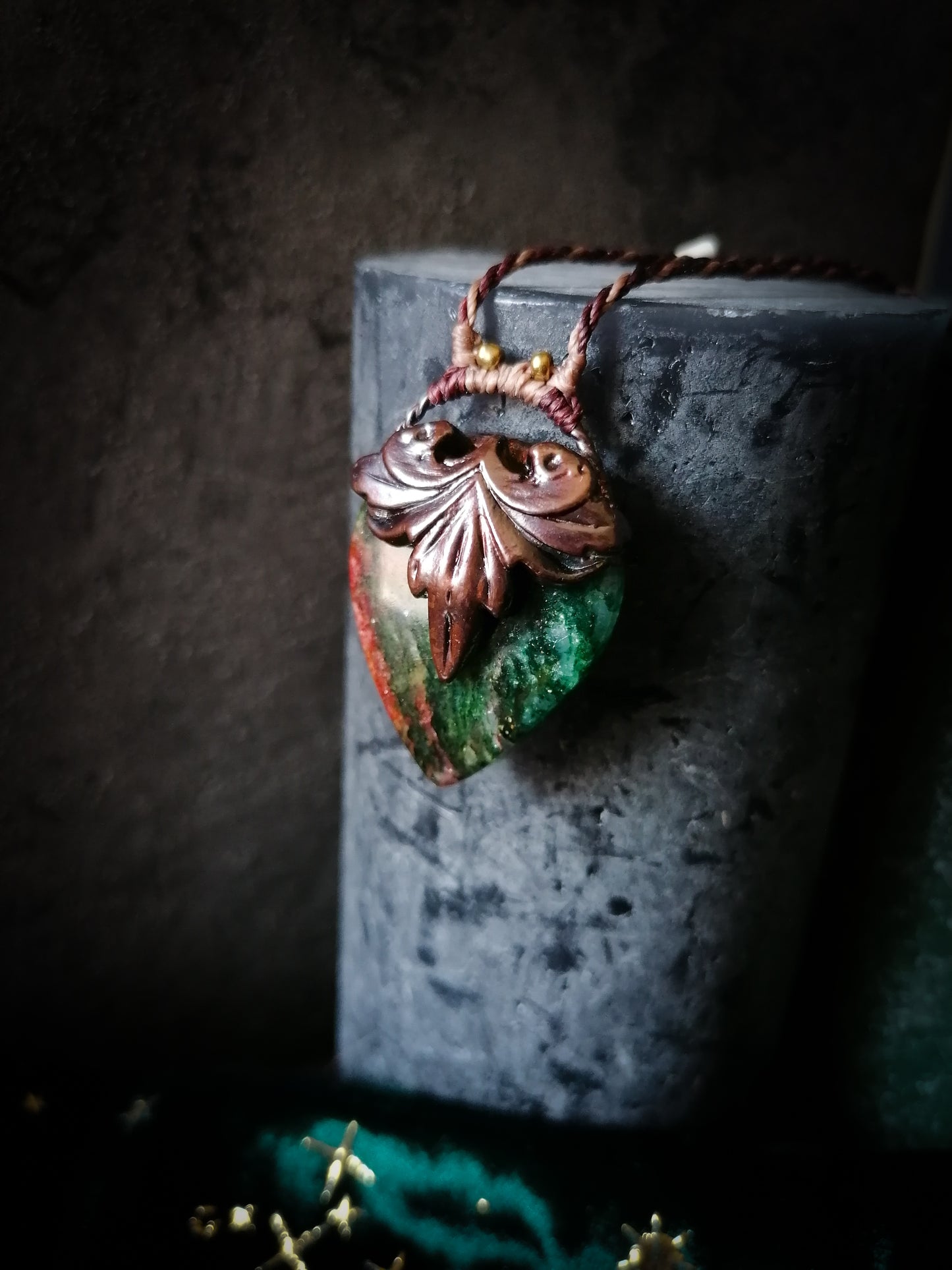 Sylvanae - Pendentif Cuivre et Aventurine