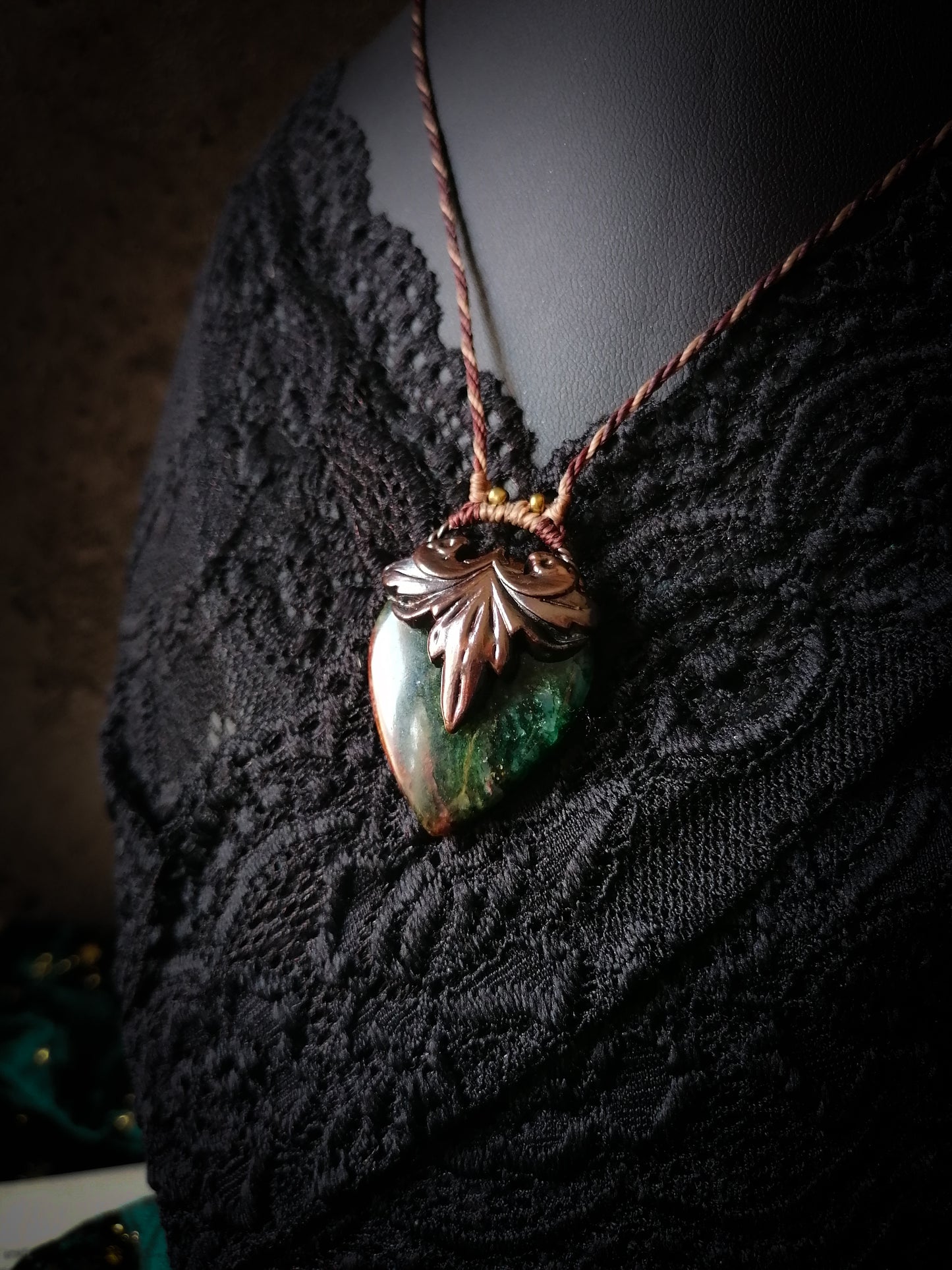 Sylvanae - Pendentif Cuivre et Aventurine