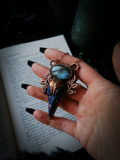 Bluebell - Coven of ravens - Pendentif en cuivre et labradorite