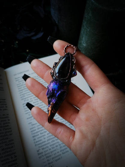 Saphyra - Coven of ravens - Pendentif en cuivre et Améthyste