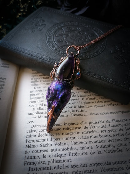 Saphyra - Coven of ravens - Pendentif en cuivre et Améthyste